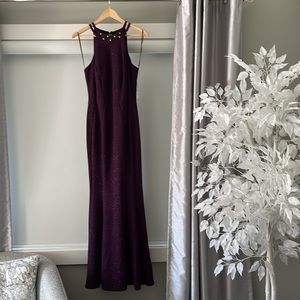 Size 4 NWT Glitter, sparkly with beaded neckline halter gown